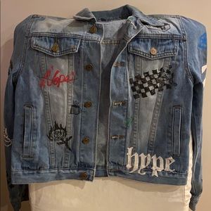 Denim light wash graphic Jean jacket